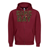 Burgundy game day leopard Zipper Hoodie - Zillion Design Studio