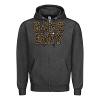 Charcoal Heather game day leopard Zipper Hoodie - Zillion Design Studio