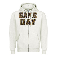 Oatmeal Heather game day leopard Zipper Hoodie - Zillion Design Studio