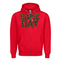 Red game day leopard Zipper Hoodie - Zillion Design Studio