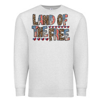 Oatmeal Heather land of the free Premium Sweatshirt - RacoonDesign