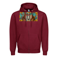 Burgundy horses with leopard and sunflowers Zipper Hoodie - RanaPortraitStore
