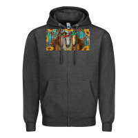 Charcoal Heather horses with leopard and sunflowers Zipper Hoodie - RanaPortraitStore
