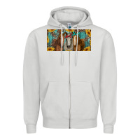 Dove Grey horses with leopard and sunflowers Zipper Hoodie - RanaPortraitStore