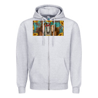 Heather Grey horses with leopard and sunflowers Zipper Hoodie - RanaPortraitStore