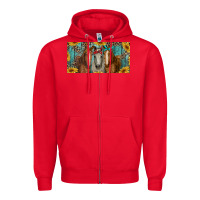 Red horses with leopard and sunflowers Zipper Hoodie - RanaPortraitStore