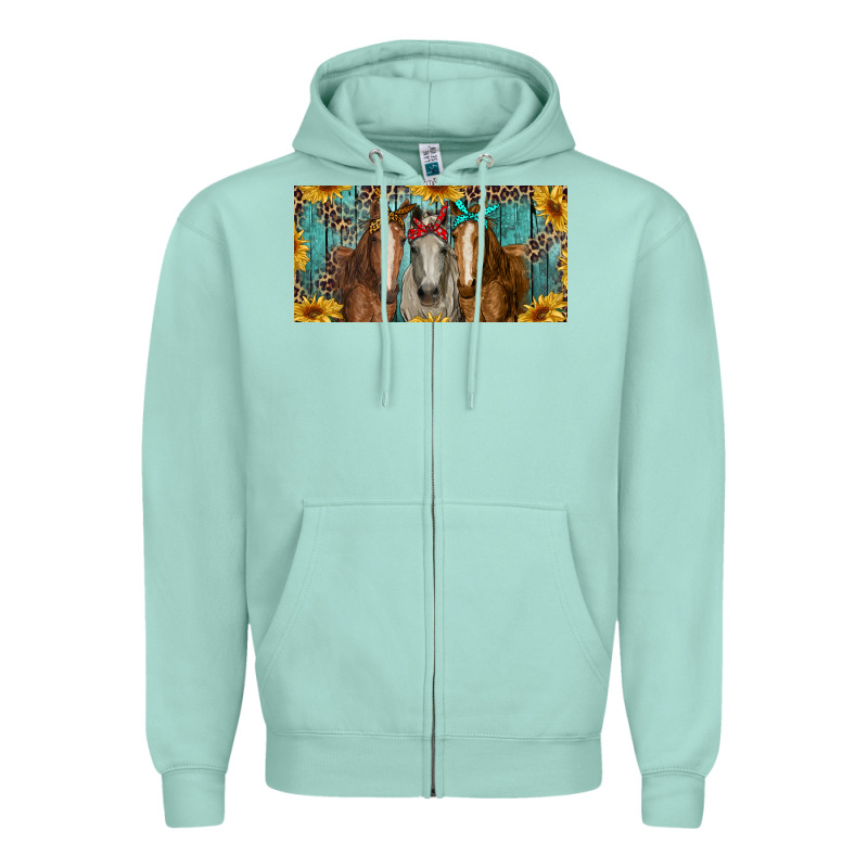 Horses With Leopard And Sunflowers Zipper Hoodie by RanaPortraitStore | Teevron