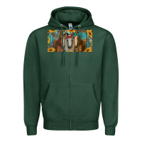 Sports Green horses with leopard and sunflowers Zipper Hoodie - RanaPortraitStore