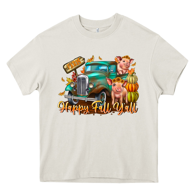 Farm Happy Fall Y'all Heavy Core Tee by CowhideDigitalArt | Teevron