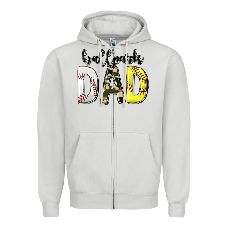 Ballpark Dad With Softball And Baseball Zipper Hoodie by texasbilliewilder | Teevron