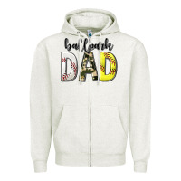 Oatmeal Heather ballpark dad with softball and baseball Zipper Hoodie - texasbilliewilder