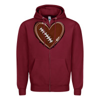 Burgundy american football heart Zipper Hoodie - texasbilliewilder