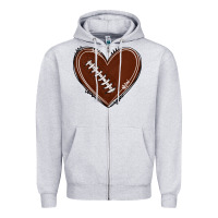 Heather Grey american football heart Zipper Hoodie - texasbilliewilder