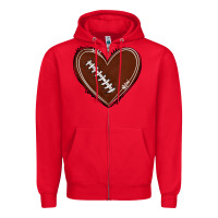 Red american football heart Zipper Hoodie - texasbilliewilder