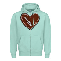 Seafoam american football heart Zipper Hoodie - texasbilliewilder