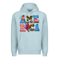 Blue Mist america with heart Premium Hoodie - AdoDesignShop