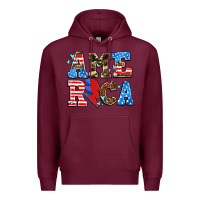 Burgundy america with heart Premium Hoodie - AdoDesignShop
