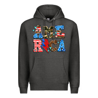 Charcoal Heather america with heart Premium Hoodie - AdoDesignShop