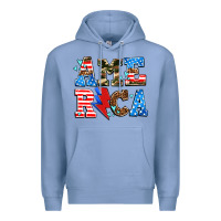 Colony Blue america with heart Premium Hoodie - AdoDesignShop