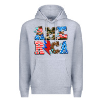 Heather Grey america with heart Premium Hoodie - AdoDesignShop