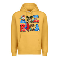 Mustard america with heart Premium Hoodie - AdoDesignShop