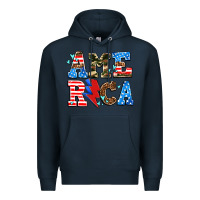 Navy america with heart Premium Hoodie - AdoDesignShop