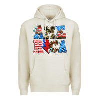 Oatmeal Heather america with heart Premium Hoodie - AdoDesignShop
