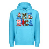 Ocean Blue america with heart Premium Hoodie - AdoDesignShop