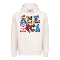 Pale Pink america with heart Premium Hoodie - AdoDesignShop