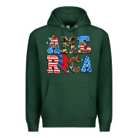 Sports Green america with heart Premium Hoodie - AdoDesignShop