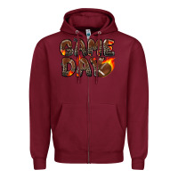 Burgundy game day football leopard Zipper Hoodie - Zillion Design Studio