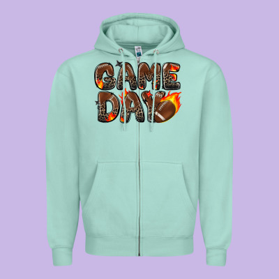 Game Day Football Leopard Zipper Hoodie Designed By Zillion Design Studio