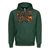 Sports Green game day football leopard Zipper Hoodie - Zillion Design Studio