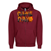 Burgundy game day basketball leopard Zipper Hoodie - Zillion Design Studio