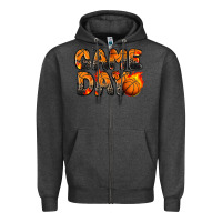 Charcoal Heather game day basketball leopard Zipper Hoodie - Zillion Design Studio