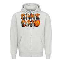 Dove Grey game day basketball leopard Zipper Hoodie - Zillion Design Studio