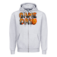 Heather Grey game day basketball leopard Zipper Hoodie - Zillion Design Studio