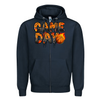 Navy game day basketball leopard Zipper Hoodie - Zillion Design Studio