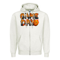 Oatmeal Heather game day basketball leopard Zipper Hoodie - Zillion Design Studio