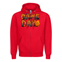 Red game day basketball leopard Zipper Hoodie - Zillion Design Studio