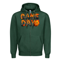 Sports Green game day basketball leopard Zipper Hoodie - Zillion Design Studio