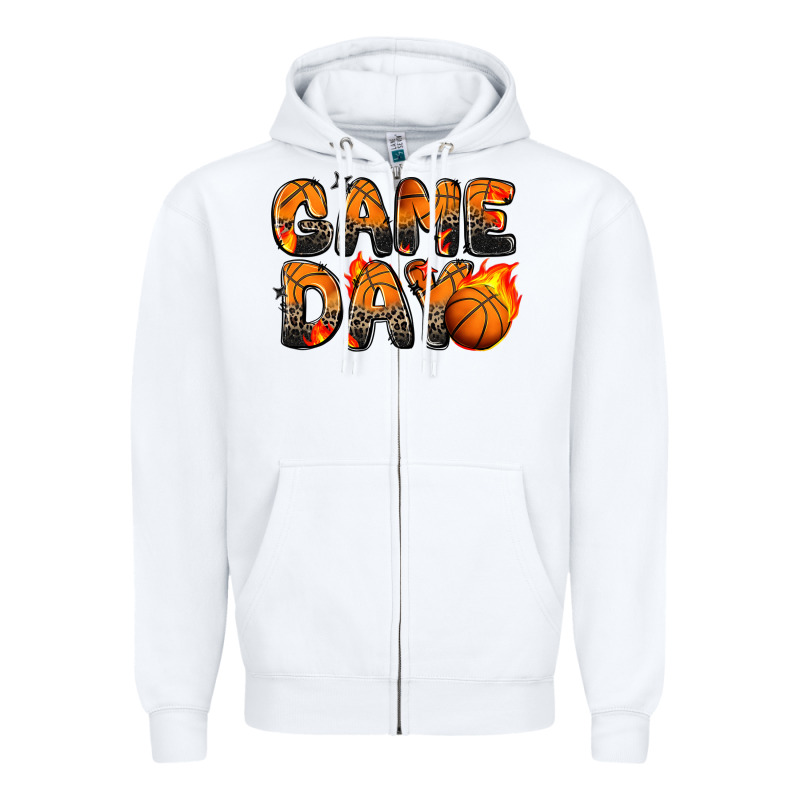 Game Day Basketball Leopard Zipper Hoodie by Zillion Design Studio | Teevron