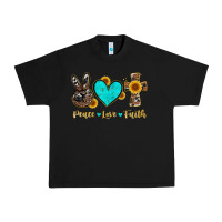 Black peace love faith with cros and sunflower Urban Heavy Tee - Artiststas