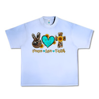 Peace Love Faith With Cros And Sunflower Urban Heavy Tee | Teevron