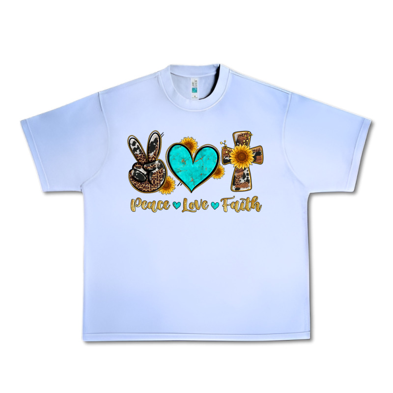 Peace Love Faith With Cros And Sunflower Urban Heavy Tee by Artiststas | Teevron
