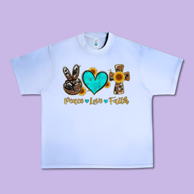 Peace Love Faith With Cros And Sunflower Urban Heavy Tee Designed By Artiststas