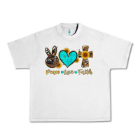 Lunar Rock peace love faith with cros and sunflower Urban Heavy Tee - Artiststas