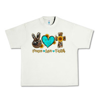 Pistachio peace love faith with cros and sunflower Urban Heavy Tee - Artiststas