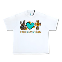 White peace love faith with cros and sunflower Urban Heavy Tee - Artiststas