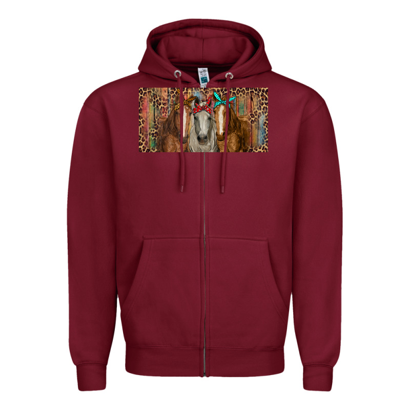 Horses With Serape And Leopard Zipper Hoodie by RanaPortraitStore | Teevron